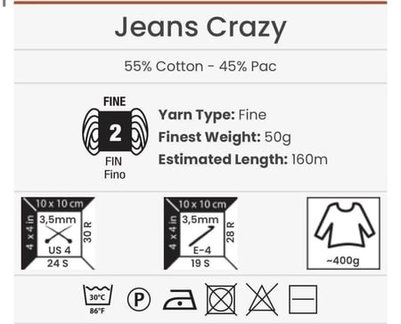 جينز كريزي 8210 YarnArt Jeans Crazy
