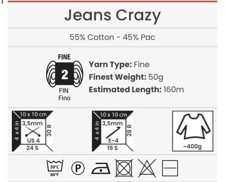 جينز كريزي 8211 YarnArt Jeans Crazy