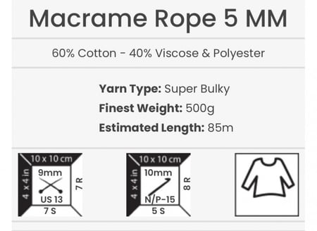 801 حبل مكرمية 5 ملم YarnArt Macrame Rope 5MM