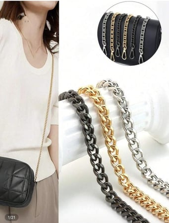 حزام سلسلة بسيط للحقائب – 120 سم | ذهبي – فضي – أسود
