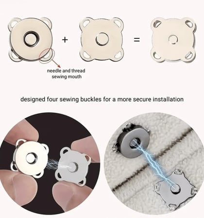 أزرار مغناطيسية تثبت بالخياطة "طقطق" – 4 قطع (18مم)