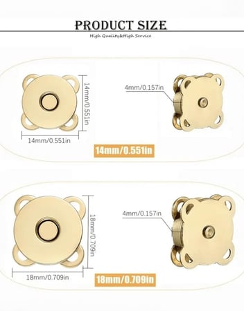 أزرار مغناطيسية تثبت بالخياطة "طقطق" – 4 قطع (18مم)