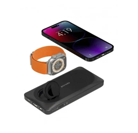 بور بانك من شركة porodo شاحن متنقل ذكي 3.1 للجوال والساعة والسماعة بقوة 10 ألاف  - أسود