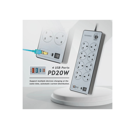 توصيلة كهرب 5متر 8منافذ موج تحكم جزئي بالمؤقت