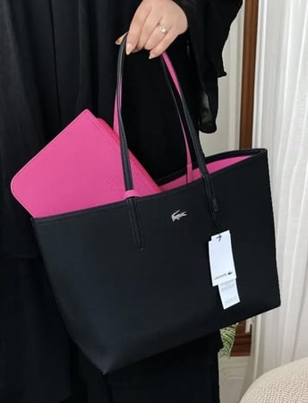 شنطة لاكوست دبل فيس اسود فوشي