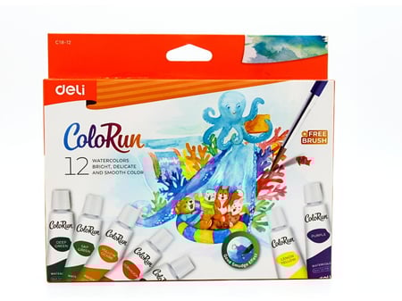 الوان مائيه عصار 12 لون 5ml ماركه deli