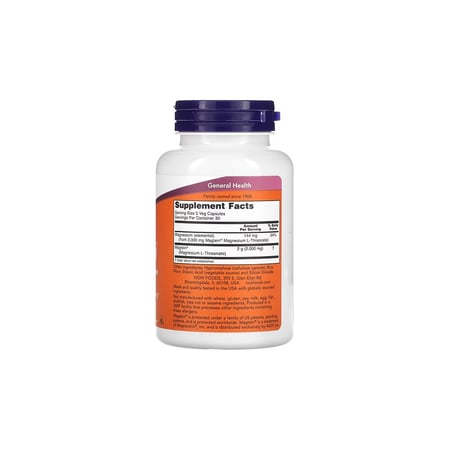 ناو، Magtein ل-ثريونات المغنيسيوم، لصحة الدماغ والوظائف الإدراكية، مكمل غذائي - 90 كبسولة نباتية