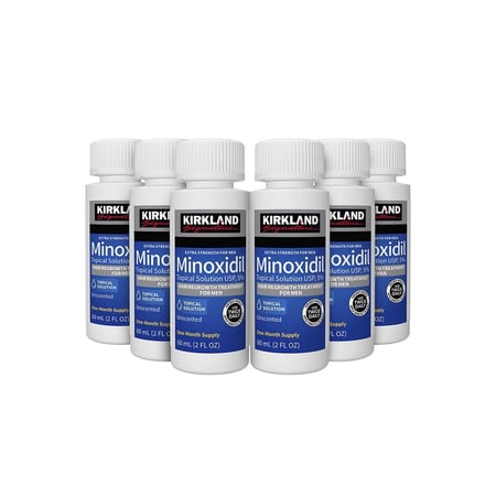 كيركلاند، مينوكسيديل للرجال، محلول موضعي (5%)، معالج معزز لنمو الشعر - 6 × 60 مل (لإستعمال 6 أشهر)