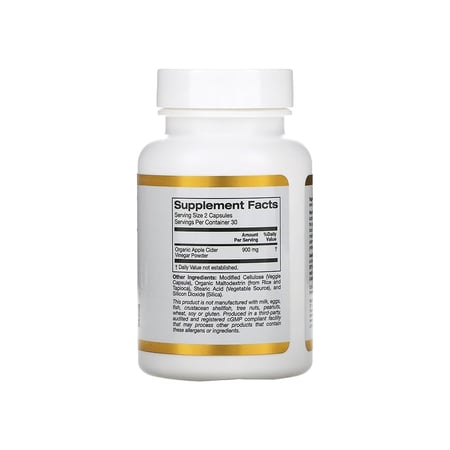 كاليفورنيا جولد نيوترشن، خل حمض التفاح، 900 ملجم، مكمل غذائي - 60 | 180 كبسولة نباتية