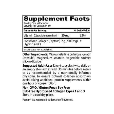 دكتورز بست، كبسولات الكولاجين مع البيبتان وفيتامين سي، كولاجين 1 و 3، 500 ملجم، مكمل غذائي - 240 كبسولة