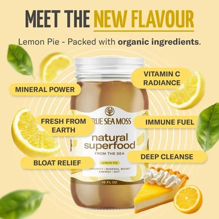 ترو سي موس، جل طحالب البحر، فطيرة الليمون، غذاء طبيعي فائق القيمة الغذائية - 473 مل