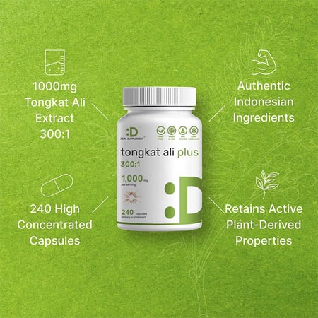 ديل سبليمنت، تونكات علي بلس، مع مستخلص عشبة العنزة (راعي الغنم)، 1000 ملجم، مكمل غذائي - 240 كبسولة