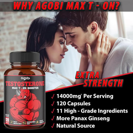 أجوبي، 11 في 1 تستوستيرون MAX T - ON Booster، مكمل غذائي داعم لصحة الرجال - 60 كبسولة