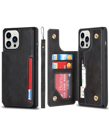 جراب كفر غطاء  جلدي للهاتف ايفون 14 برو ماكس مع حامل للبطاقات Back cover with card holder for iPhone 14 Pro Max