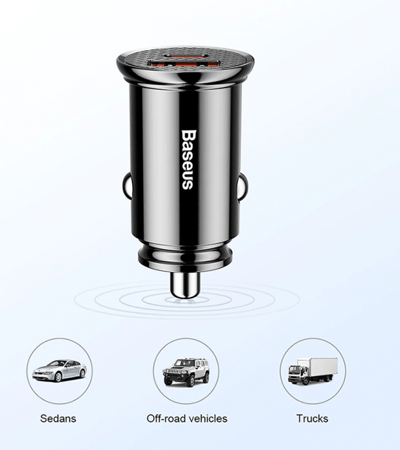 شاحن سريع بقوة 30 واط متوافق مع جميع الاجهزة الذكية وجميع المركبات / 30W Dual USB C car Charger