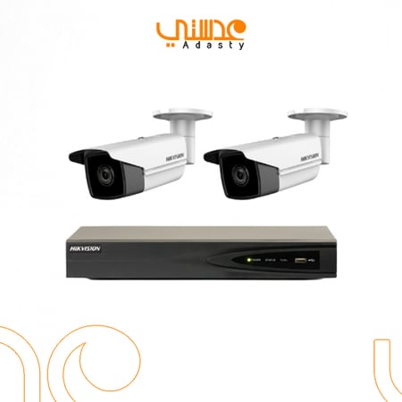 عدد 2 كاميرات شبكية 8 ميجـا IP - خارجية 50 متر مع جهاز تسجيل 4 قنوات - هيكفيجن شامل التركيب