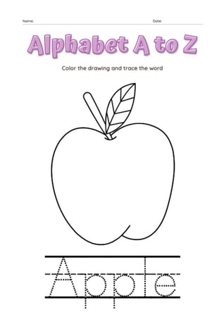 انشطة تلوين للاطفال Alphabet A to Z إنجليزي