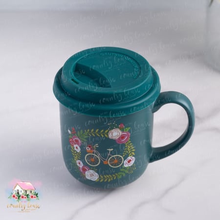 كوب أنيق مع غطاء  رقم 8 - المنزل الريفي الهادئ