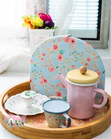 3656 غطاء ابريق الشاي بطابع ريفي لون سماوي