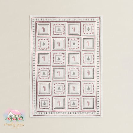 مفرش أبيض بزينة الشتاء - المنزل الريفي الهادئ