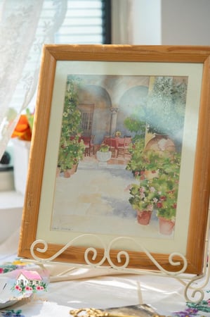 3782 لوحة مائية من يد الفنان ريتشارد أكرمان بإطار خشبي