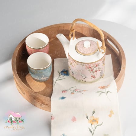 طقم ابريق حديقة الاحلام لشخصين - المنزل الريفي الهادئ