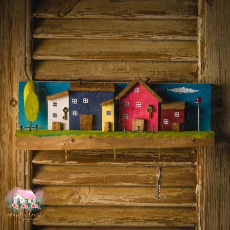 تعليقة مفاتيح خشبية هاندميد 9 - المنزل الريفي الهادئ