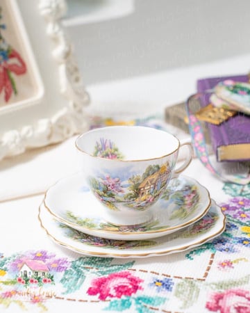 3732 كوب مع صحنين انتيك من رويال ڤيل Royal Vale (1)