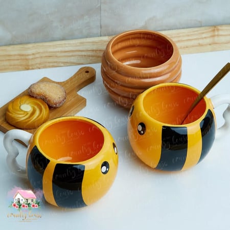 طقم أكواب النحلة - المنزل الريفي الهادئ