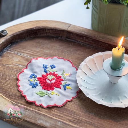 منديل انتيك مطرز جانبي لوقت القهوة والشاي رقم 1 - المنزل الريفي الهادئ