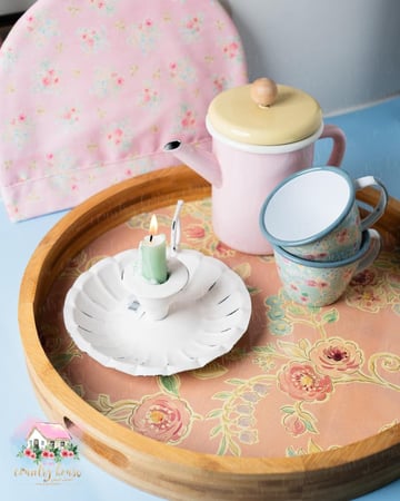 صينية خشبية موردة زهري - المنزل الريفي الهادئ