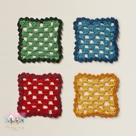 كوسترات ملونة كروشيه - المنزل الريفي الهادئ