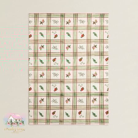 مفرش شتوي أخضر بألوان مميزة - المنزل الريفي الهادئ