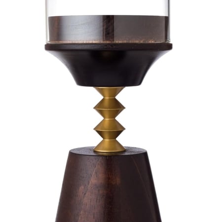 حامل شموع خشبي بغطاء زجاج اسطواني كبير