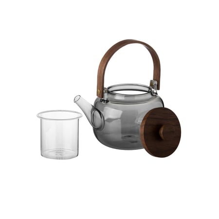 براد من الزجاج للشاي والقهوة يتضمن مصفاة ويد خشبية 1 ليتر