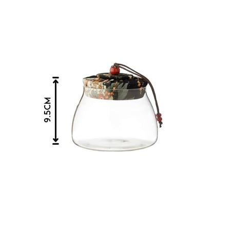 مرطبان زجاج بغطاء ديكور قماشي 9.5 سم