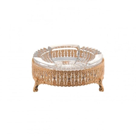 طفاية زجاج حامل دائري ذهبي