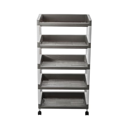 سلة خضار وتخزين للمطبخ بلاستيك 5 ادوار رمادي