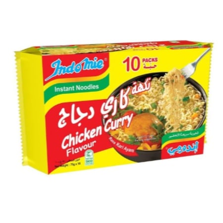 اندومي شعيرية سريعة التحضير بنكهة الدجاج بالكاري 10 × 75 جم