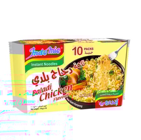إندومي شعيرية سريعة التحضير - نكهة دجاج بلدي - 10 حبة 75 جم