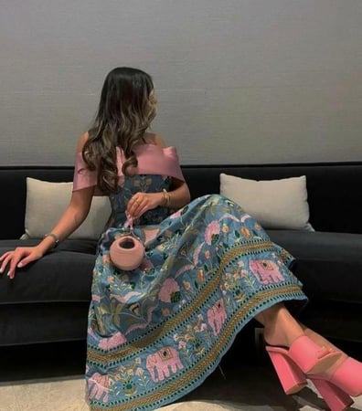 فستان مشجر راقي تطريز كمبيوتر