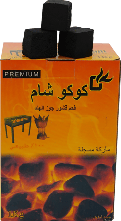 جملة بالكرتون - فحم كوكوشام فحم مكعبات قشور جوز الهند 1 كيلو 1كرتون*10علبة