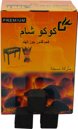 جملة بالكرتون - فحم كوكوشام فحم مكعبات قشور جوز الهند 1 كيلو 1كرتون*10علبة