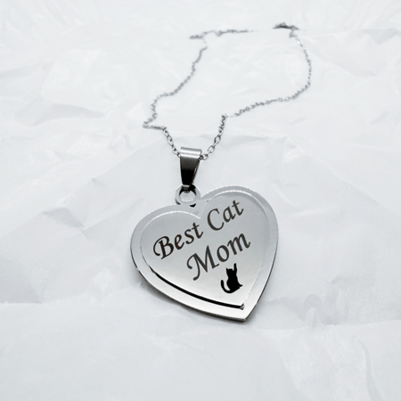 هدية لأم القطط أفضل أم قطط على الإطلاق Best Cat Mom Silver Necklace