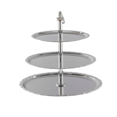 استاند فواكه 3 دور بيضاوي فضي حفلات أنيقة