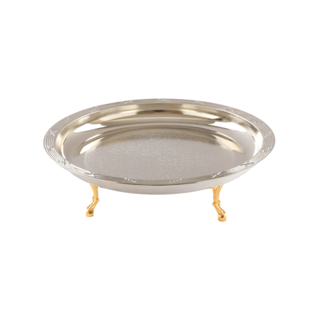 صينية فواكه كروم  منقوش بأرجل ذهبية مقاس صغير تحفة فنية لمنزلك