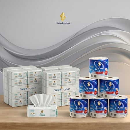 مجموعة المناديل الورقية | 50 علبه للوجه | 6 رول للمطبخ