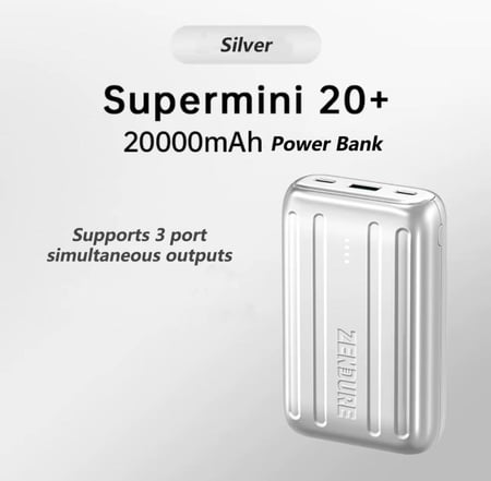 Zendure Supermini 20+ Power Bank 20000mAh Portable Charger PD 20W Mini Power Bank 3 Ports Battery Pack