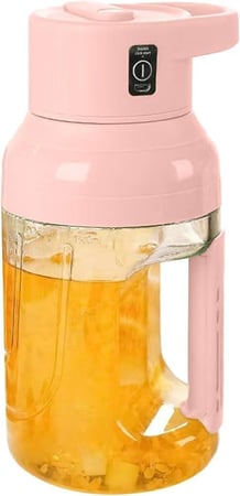 كوب عصارة بلاستيكي كبير محمول متعدد الاستخدامات وردي / Generic Plastic Large Portable Multi Use Juicer Machine Cup Pink