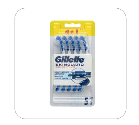 شفرات حلاقة البشرة الحساسة للرجال جيليت4+1مجانية